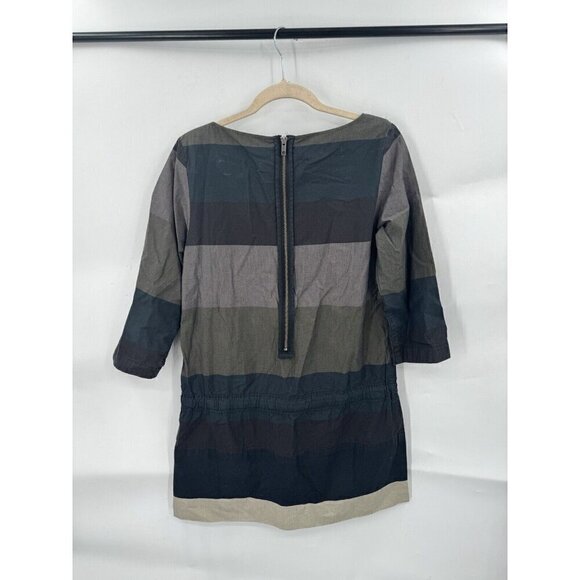 Hoss Entropia Lagenlook 3/4 Sleeve Shift Stripe Colorblock Mini Dress - Picture 2 of 10